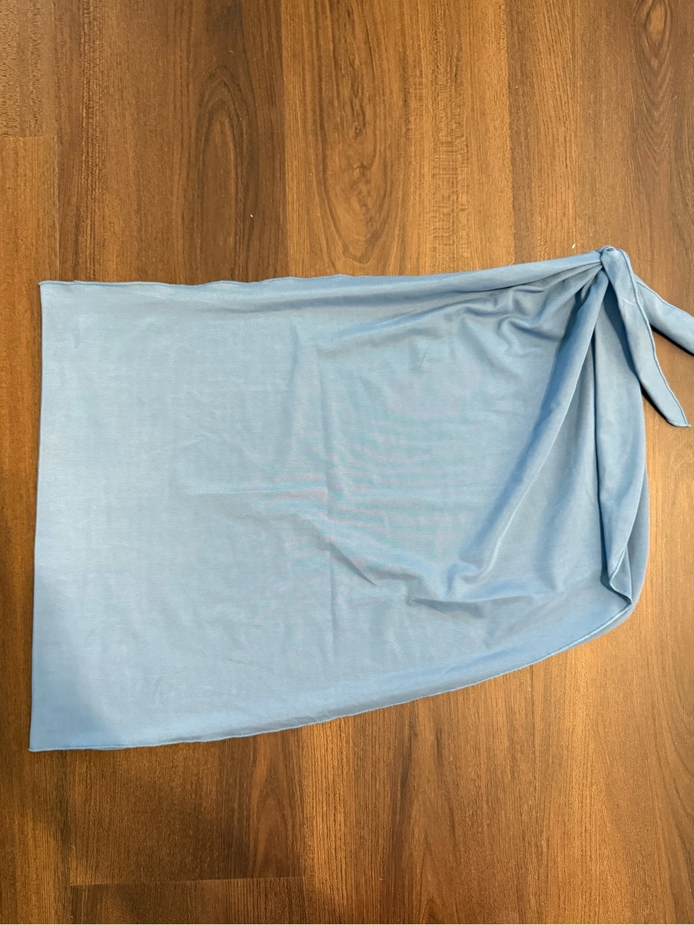 Blue Swim Wrap Skirt with Side Tie
